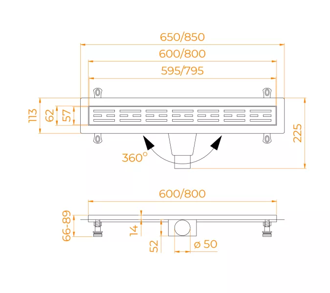 Душевой лоток  RGW Drain Leo-20 хром, Выбрать размер: 80, изображение 14