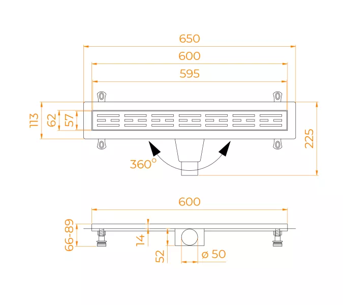 Душевой лоток RGW Drain Leo-30, Выбрать цвет: Черный, Выбрать размер: 60, изображение 9