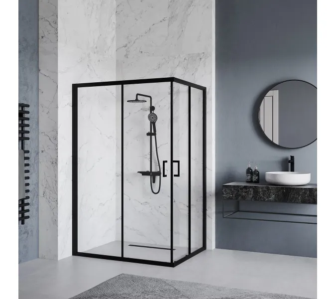 Душевой уголок RGW PA-246B, Цвет стекла: прозрачное, Цвет профиля (вариация): Черный, Выбрать размер: 80x100