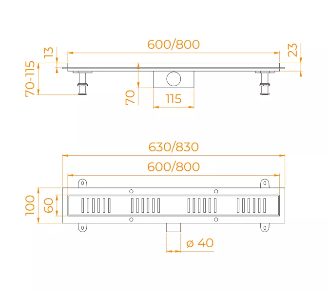 Душевой трап RGW SDR-34B черный, Выбрать размер: 80, изображение 2