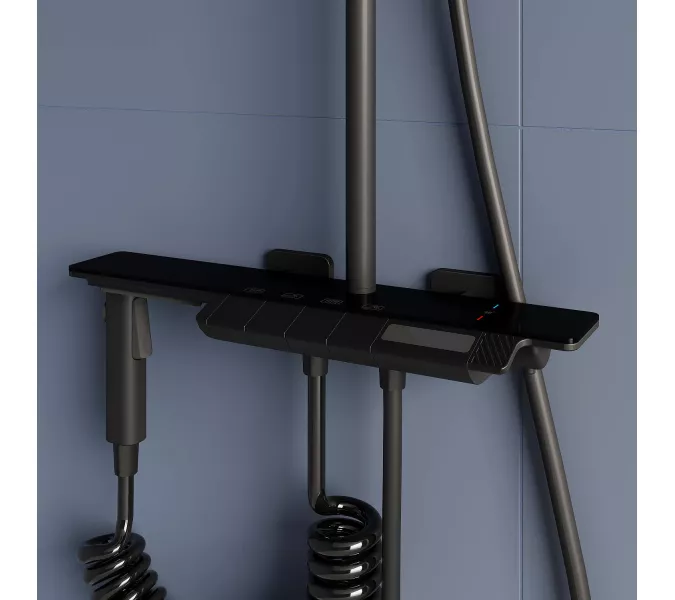 Душевая стойка RGW SP-35B с термостатом, Выбрать цвет: Черный, изображение 8