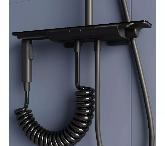 Душевая стойка RGW SP-35B с термостатом, Выбрать цвет: Черный, изображение 11