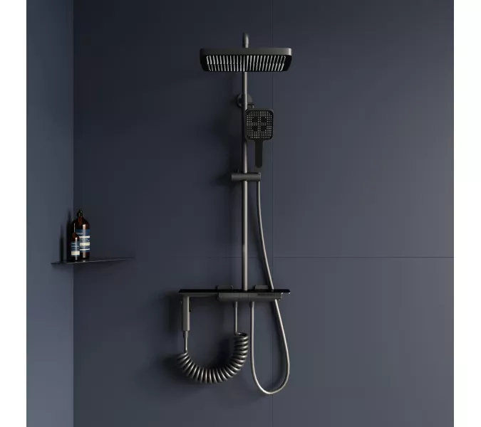 Душевая стойка RGW SP-35Gr с термостатом, Выбрать цвет: серый, изображение 2