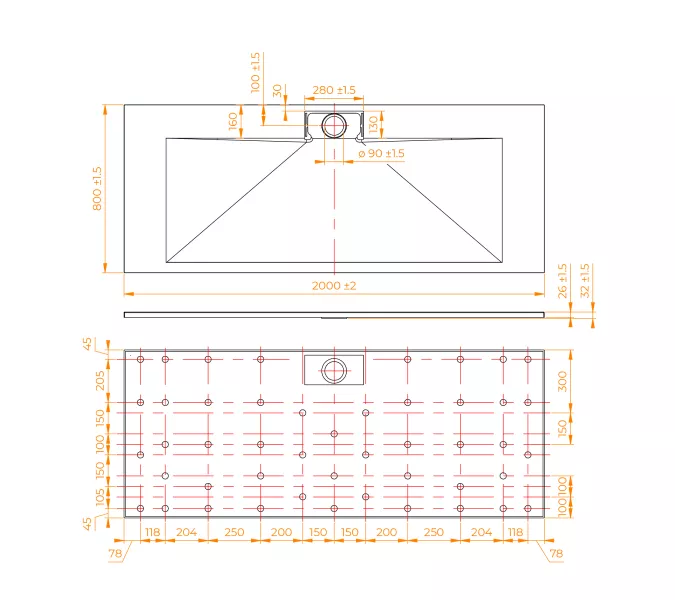 Душевой поддон прямоугольный RGW TKS-Gr Серый, Выбрать цвет: Серый, Тип поддона: Низкий, Выбрать размер: 80х200, изображение 12