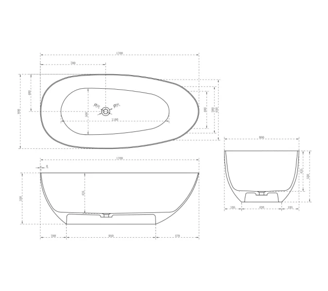 Карбоновая ванна ABBER Karbon AK9011-1.7 черная, изображение 6