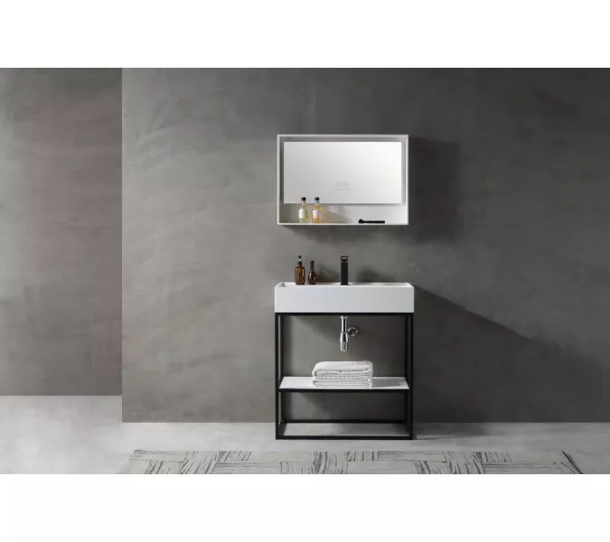 Консоль с раковиной ABBER Stein AS2630 напольная, белая матовая, изображение 2