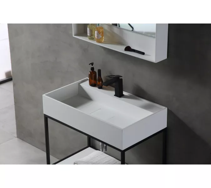 Консоль с раковиной ABBER Stein AS2630 напольная, белая матовая, изображение 3