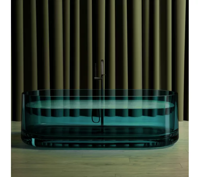 Ванна из полиэфирной смолы  ABBER Kristall AT9708Aquamarin бирюзовая прозрачная, Выбрать цвет: Бирюзовый