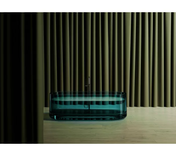 Ванна из полиэфирной смолы  ABBER Kristall AT9708Aquamarin бирюзовая прозрачная, Выбрать цвет: Бирюзовый, изображение 2