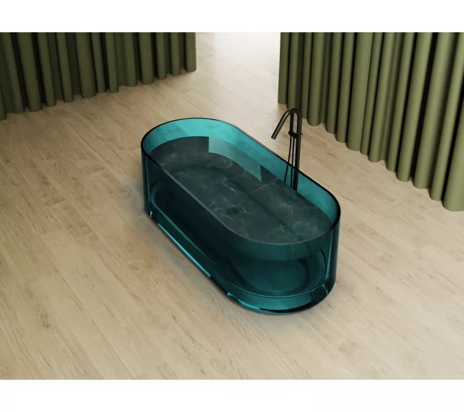 Ванна из полиэфирной смолы  ABBER Kristall AT9708Aquamarin бирюзовая прозрачная, Выбрать цвет: Бирюзовый, изображение 3