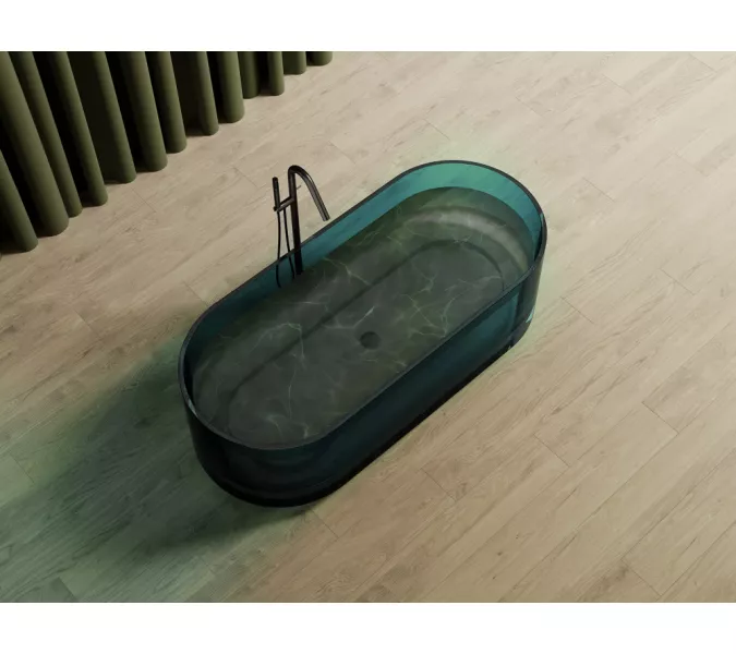 Ванна из полиэфирной смолы  ABBER Kristall AT9708Aquamarin бирюзовая прозрачная, Выбрать цвет: Бирюзовый, изображение 4