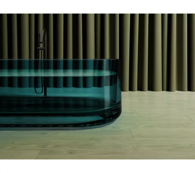 Ванна из полиэфирной смолы  ABBER Kristall AT9708Aquamarin бирюзовая прозрачная, Выбрать цвет: Бирюзовый, изображение 6