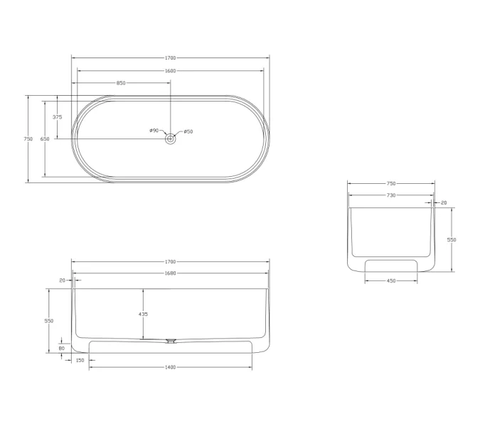 Ванна из полиэфирной смолы  ABBER Kristall AT9708Aquamarin бирюзовая прозрачная, Выбрать цвет: Бирюзовый, изображение 7