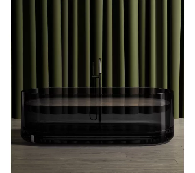 Ванна из полиэфирной смолы  ABBER Kristall AT9708Onyx черная прозрачная, Выбрать цвет: Чёрный