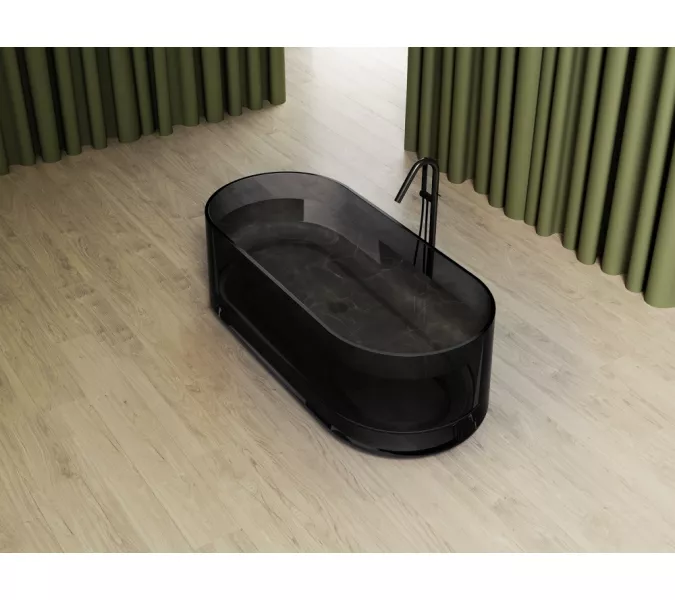 Ванна из полиэфирной смолы  ABBER Kristall AT9708Onyx черная прозрачная, Выбрать цвет: Чёрный, изображение 3