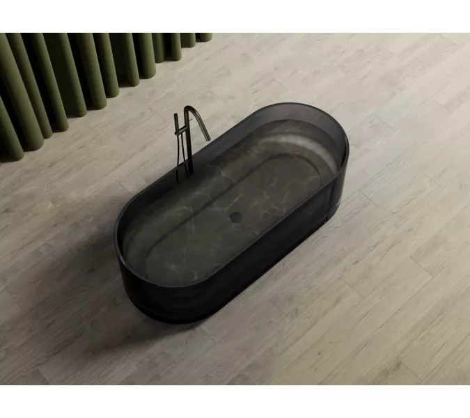 Ванна из полиэфирной смолы  ABBER Kristall AT9708Onyx черная прозрачная, Выбрать цвет: Чёрный, изображение 4
