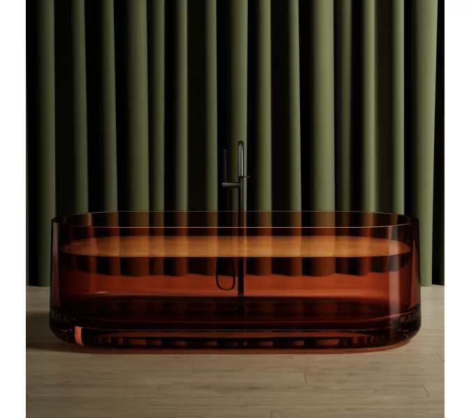 Ванна из полиэфирной смолы ABBER Kristall AT9708Opal коричневая прозрачная, Выбрать цвет: Коричневый