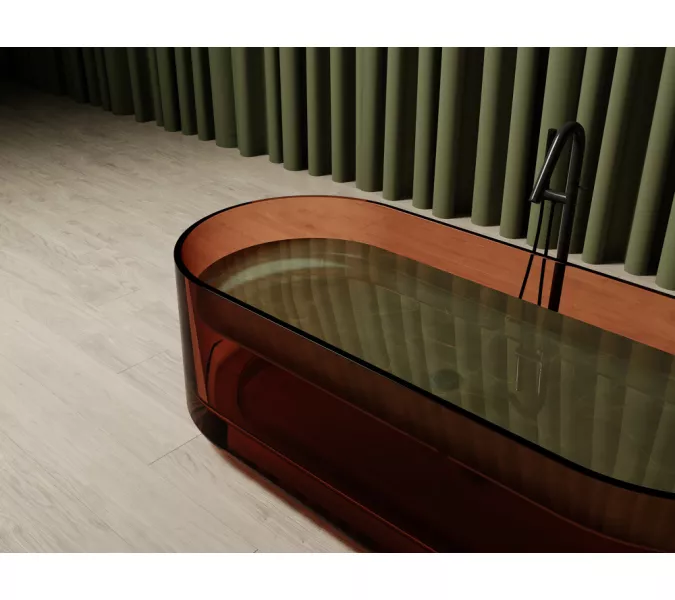 Ванна из полиэфирной смолы ABBER Kristall AT9708Opal коричневая прозрачная, Выбрать цвет: Коричневый, изображение 5