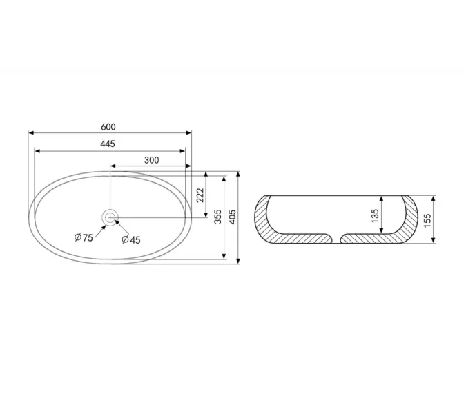 Раковина накладная ABBER Bequem AC2102MW белая матовая, Выбрать цвет: Белый матовый, изображение 4