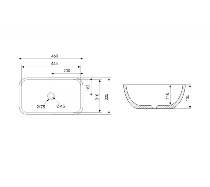 Раковина накладная ABBER Rechteck AC2200MW белая матовая, Выбрать цвет: Белый матовый, изображение 4