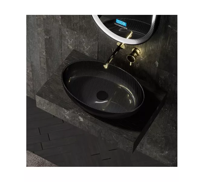 Раковина накладная карбоновая ABBER Karbon AK2041 черная