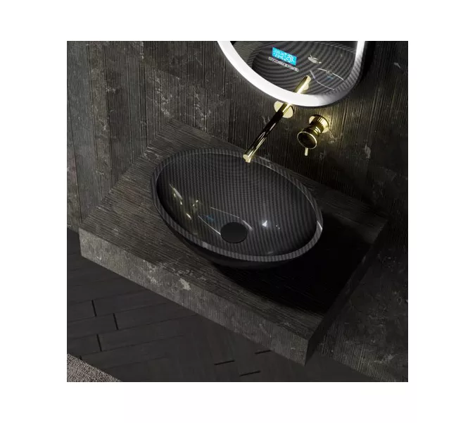 Раковина накладная карбоновая ABBER Karbon AK2042 черная