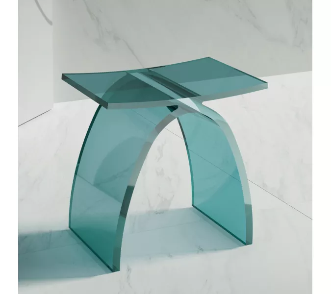 Стульчик для ванной прозрачный ABBER Kristall AT1739Aquamarin бирюзовый, Выбрать цвет: Бирюзовый