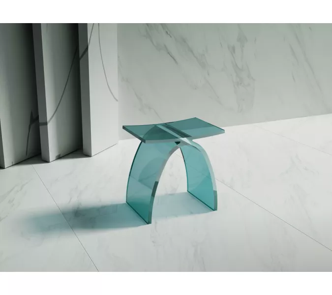 Стульчик для ванной прозрачный ABBER Kristall AT1739Aquamarin бирюзовый, Выбрать цвет: Бирюзовый, изображение 2