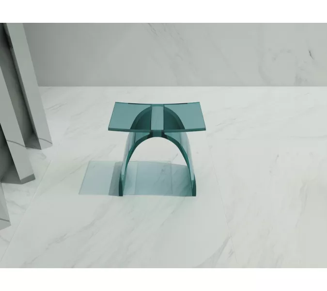 Стульчик для ванной прозрачный ABBER Kristall AT1739Aquamarin бирюзовый, Выбрать цвет: Бирюзовый, изображение 3