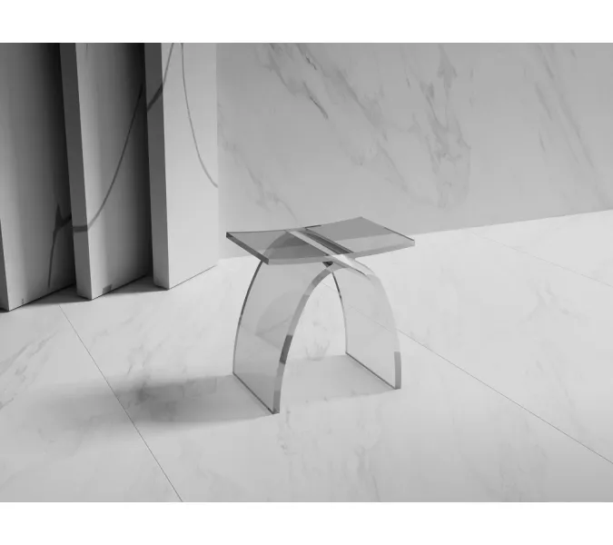 Стульчик для ванной прозрачный ABBER Kristall AT1739Perle, Выбрать цвет: Прозрачный, изображение 2