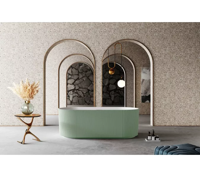 Ванна из искусственного камня ABBER Stein AS9601MCG зеленая матовая, Выбрать цвет: Зеленый, изображение 8