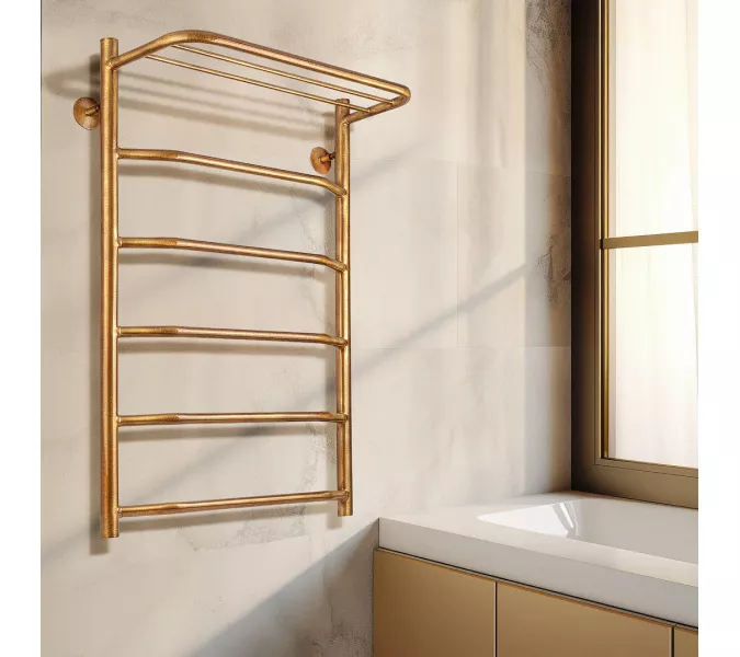 Полотенцесушитель латунный Secado Агата 3, с полочкой , электрический L/R бронза, Выбрать размер: 40х60, Ориентация: левая, изображение 2