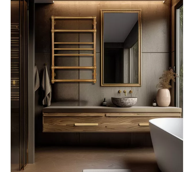 Полотенцесушитель латунный Secado Бароло, электрический L/R  бронза, Выбрать размер: 40х60, Ориентация: левая, изображение 2