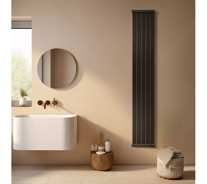 Дизайн-радиатор Secado Сельвино 5 водяной, черный матовый, Выбрать размер: 30х100, изображение 2