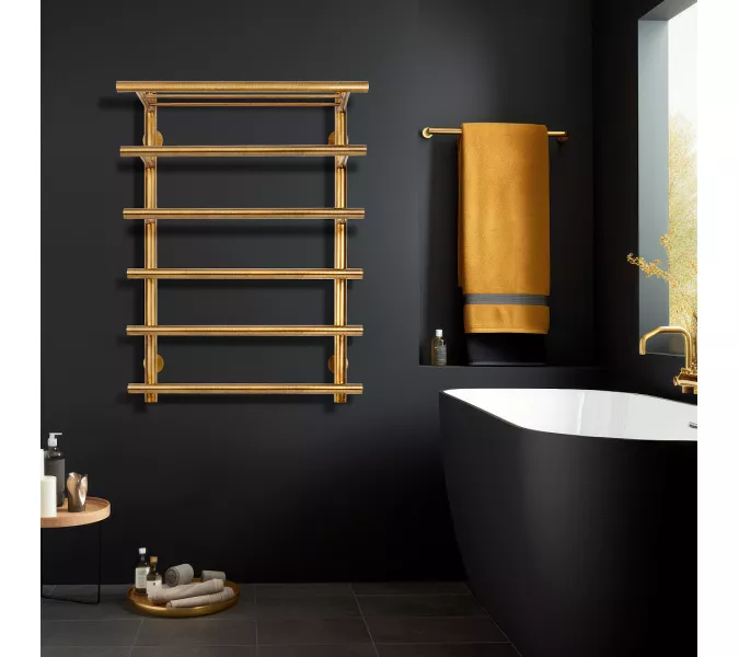 Полотенцесушитель латунный Secado Турин 6 , с полочкой , электрический L/R  бронза, Выбрать размер: 50х60, Ориентация: левая, изображение 2