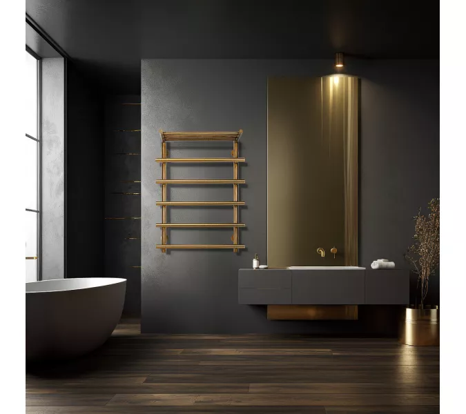 Полотенцесушитель латунный Secado Турин 1 СП , с полочкой, электрический L/R  бронза, Выбрать размер: 50х60, Ориентация: левая, изображение 2