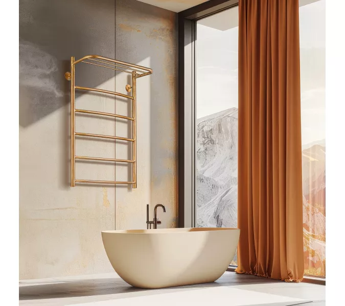 Полотенцесушитель латунный Secado Милан 4, сполочкой , электрический L/R  бронза, Выбрать размер: 40х60, Ориентация: левая, изображение 2