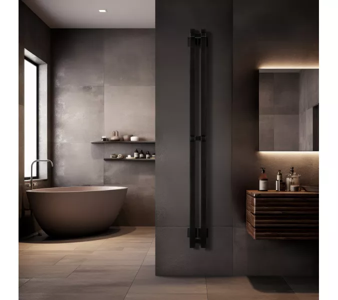 Полотенцесушитель Secado Сандриго 2К электрический, с крючками,  L/R черный матовый, Выбрать размер: 10х100, Ориентация: левая, изображение 2