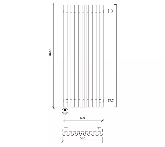Дизайн-радиатор Secado Бергамо плюс 10  электрический L/R черный матовый, Выбрать размер: 53х100, Ориентация: левая, изображение 4