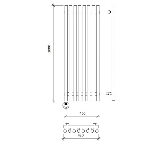 Дизайн-радиатор Secado Бергамо плюс 8  электрический L/R черный матовый, Выбрать размер: 43х100, Ориентация: левая, изображение 4