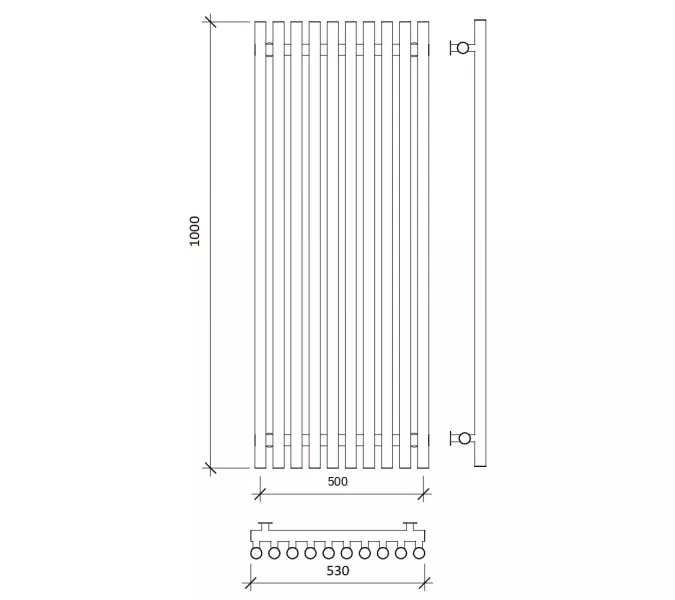 Дизайн-радиатор Secado Бергамо плюс 10 водяной,черный матовый, Выбрать размер: 53х100, изображение 3