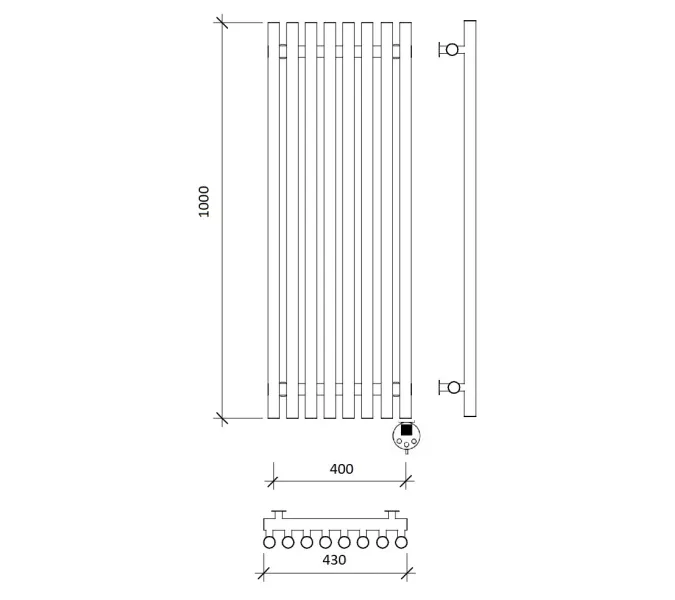 Дизайн-радиатор Secado Бергамо плюс 8  электрический L/R черный матовый, Выбрать размер: 43х100, Ориентация: левая, изображение 5