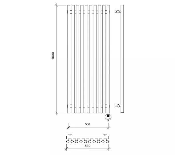 Дизайн-радиатор Secado Бергамо плюс 10  электрический L/R черный матовый, Выбрать размер: 53х100, Ориентация: левая, изображение 5