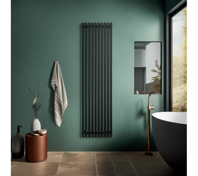 Дизайн-радиатор Secado Бергамо плюс 10 водяной,черный матовый, Выбрать размер: 53х100, изображение 2
