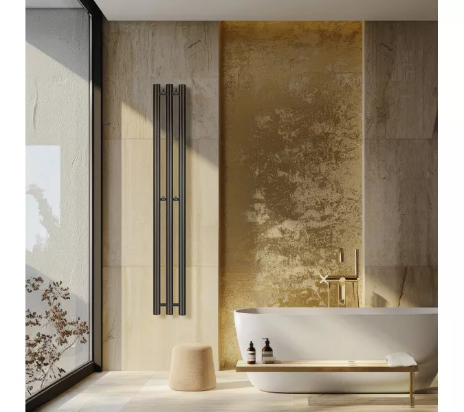 Полотенцесушитель Secado Бергамо 3К  водяной, с крючками , черный матовый, Выбрать размер: 17х100, изображение 2