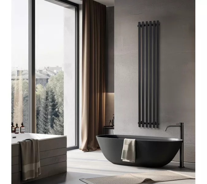 Дизайн-радиатор Secado Бергамо плюс 6  электрический L/R черный матовый, Выбрать размер: 33х100, Ориентация: левая, изображение 2