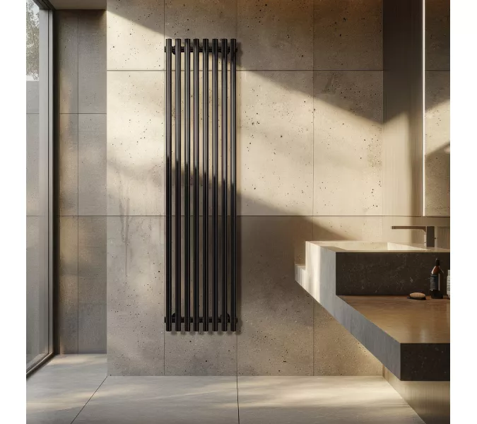 Дизайн-радиатор Secado Бергамо плюс 8  электрический L/R черный матовый, Выбрать размер: 43х100, Ориентация: левая, изображение 2