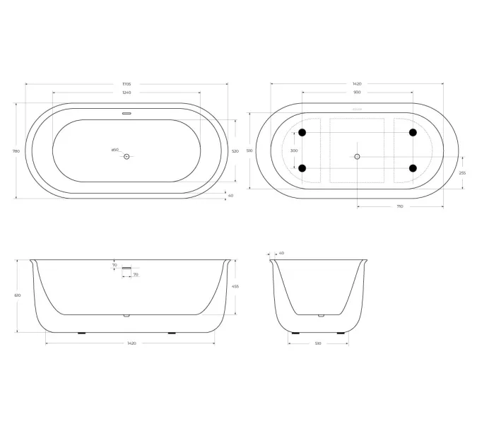 Акриловая ванна BELBAGNO BB709-1700-780, изображение 8