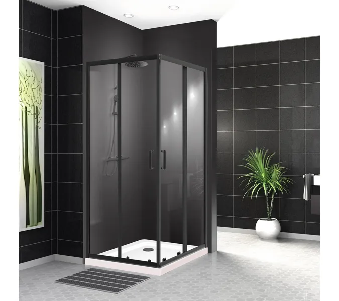 Душевой уголок BelBagno UNO-195-A-2-C/P-NERO, Цвет стекла: Прозрачный, Цвет профиля: Черный, Выбрать размер: 100х100