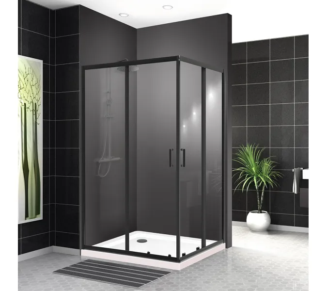 Душевой уголок BelBagno UNO-195-AH-2-/C-NERO, Цвет стекла: прозрачное, Цвет профиля: Черный, Выбрать размер: 100х80